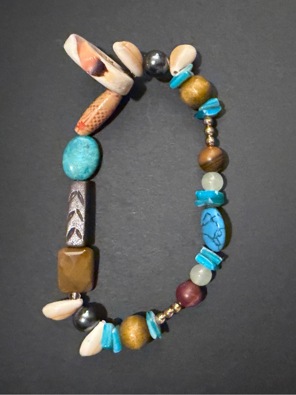 Handcrafted Turquoise toned Multi-Bead Stretch anklet - Women Jewelry